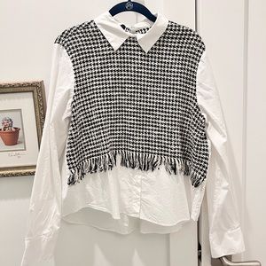 Zara Long Sleeve Tweed Top